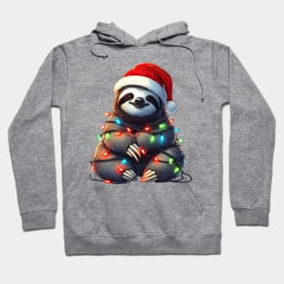 Sloth Wrapped In Christmas Lights Hoodie